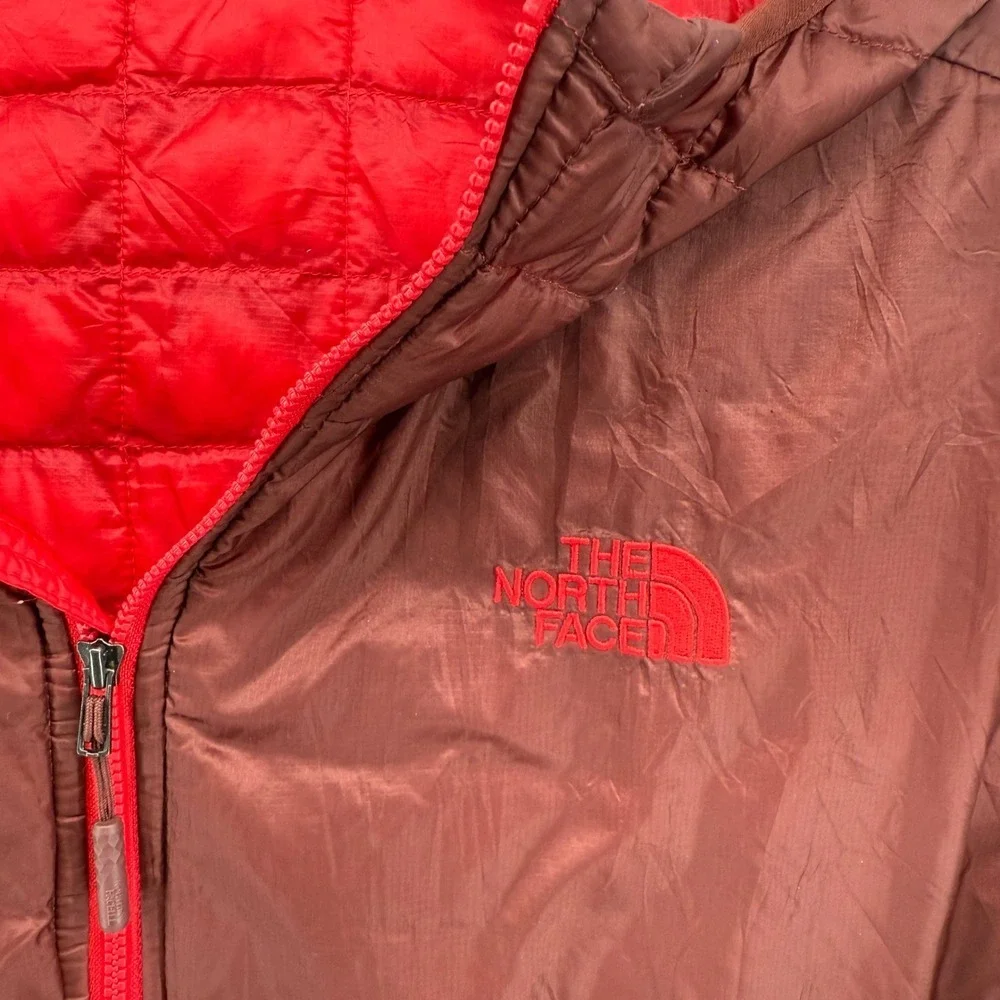 The North Face Thermoball Mens XXL Pre-Owned‎ Hooded Puffer Jacket Red Brown